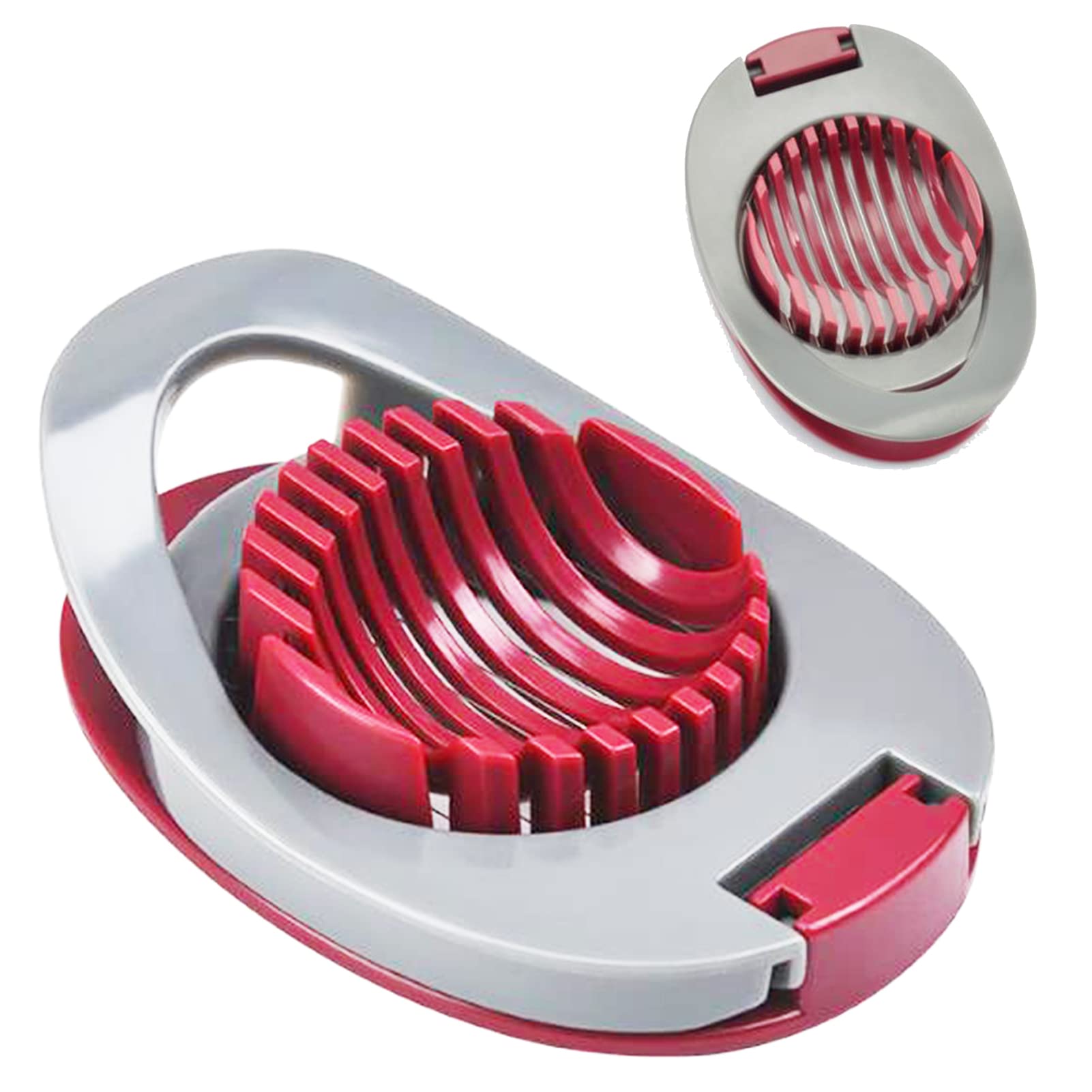 Egg Slicer with Stainless Steel Wire Egg Slicer, Multifunctional Egg Cutter for Evenly Slicing Boiled Eggs Ham Banana and Strawberry(Red)