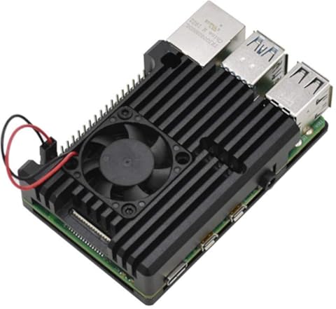 Wivarra para Raspberry Pi 4 Modelo B 2G Kit con Negro CNC AleacióN de Aluminio Funda Protectora Ventilador RefrigeracióN 5V 3A Potencia para Raspberry Pi 4B Enchufe de la UE