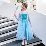 URAQT Princess Dress for Girls Snow Queen Costume with Crown Wand Gloves Wig view 6