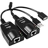 WEme USB 2.0 Extender to RJ45 Over Cat5/ 5E/ 6 Connection up to 100 Meter/ 328 Ft Ethernet Extention Cable Type A Male to A Female With 5V/ 2A Power Adapter