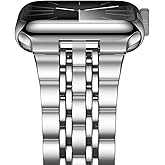 iiteeology Compatible with Apple Watch Bands 46mm/49mm/45mm/44mm/42mm/41mm/40mm, Luxury Stainless Steel Link Bracelet for Apple Watch Ultra 3/Ultra 2/Series 1-11 - 7 Beads