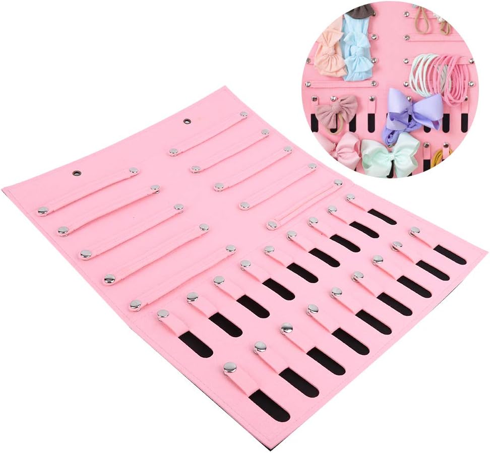 Hair Clip Organiser Headband Hairbow Storage Holder Felt Wall Hanging Organiser for Hair Clips Hair Ties Jewelry Home Decor(Pink) - Image 3