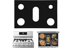 AQDD Stove Top Covers for Gas Burners Compatible with Samsung Stove Top Protector, Kitchen Reusable Square Black Gas Stove Burner Liners Silicone Range Guard Cover - 16.26" x 24.29(1 Pack)