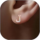 Gold Initial Earrings Stud, Colorful Rhinestone Letter Earrings Stud Cute Monogram Jewelry Alphabets from A-Z Gift Idea of the Earrings