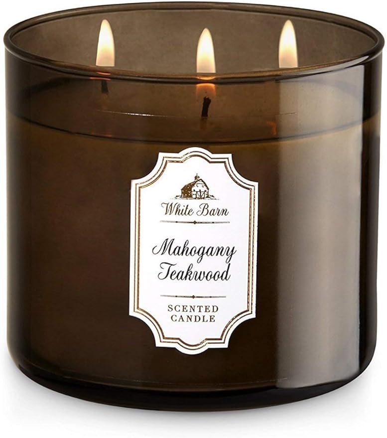 BATH BODY WORKS MAHOGANY TEAKWOOD SCENTED CANDLE 3 WICK 14.5 OZ LARGE
