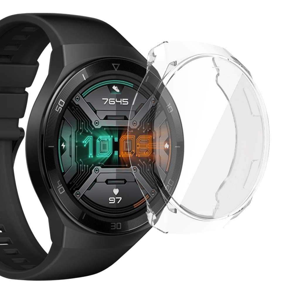 YGoal Screen Protector For Huawei Watch GT 2e, Full-covered TPU Flexible Case Anti-Scratch/Shocking Protective Bumper Cover Shell Fit Huawei Watch GT 2e 46mm, Clear