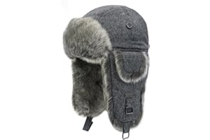 Kurhatic Winter Trapper Hat,Warm Faux Fur Aviator Hat,Russian Trooper Hunting Ski Hat with Ear Flaps for Men & Women