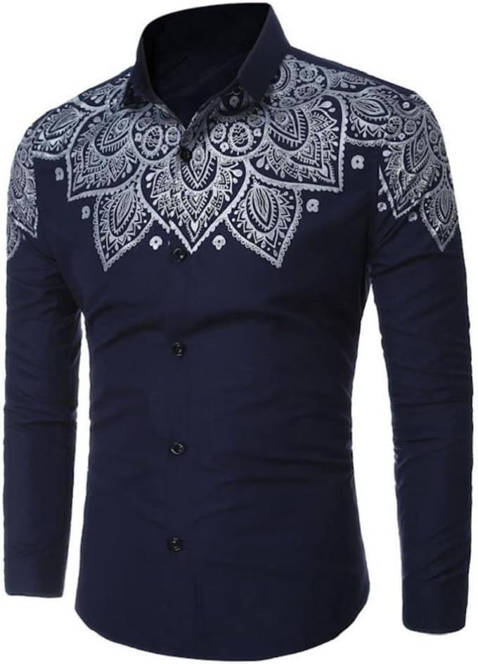 Sonnena Mens Shirt Long Sleeve Casual Stylish Slim Fit Formal Blouse Tops