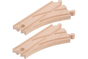 GLSTOY 2pcs Wooden Train Track Switch Pieces for Train Compatible with Thomas Major Brands Expandable
