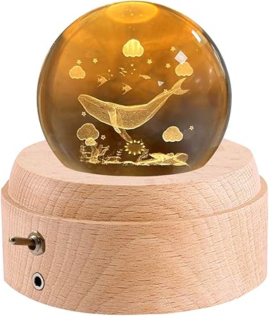 Amazon オルゴール 正規品 誕生日プレゼント 海洋 クジラ バタフライ クリスタル ボール クリスマス ギフト スノードーム バレンタインデー 月のランプ 彼女 間接照明 ベッドサイドランプ Ledライト Usb充電 投影機能 インテリア おしゃれ 木製 手作り結婚祝い 卒業