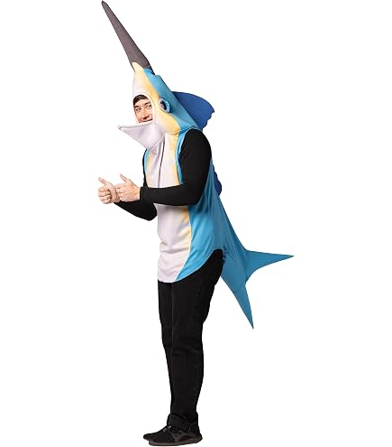 Tsffae Costume De Poisson d'halloween pour Adulte, Déguisement De Thon en Conserve, Costume De Cosplay d'animal Marin, Tenue De Poisson Drôle, Déguisement d'halloween, Costume De Cosplay
