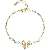 BXDA Gold Bow Rhinestone Bracelet for Women, Dainty Boho Statement Adjustable Handmade Crystal Bead CZ Link Chain Stackable Bracelet Party Jewelry Gifts
