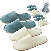 GONG GONG 2-6 Pairs Non Slip Disposable Slippers, Washable & Reusable, Closed Toe Crystal Velvet Slipper for Guest, Bathroom, House, Hotel, Party, SPA, Wedding