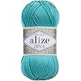 Alize Diva Silk Effect 100% Microfiber Acrylic Yarn 1 Ball/Skein 100gr 383yds Color (376 - Cyan)