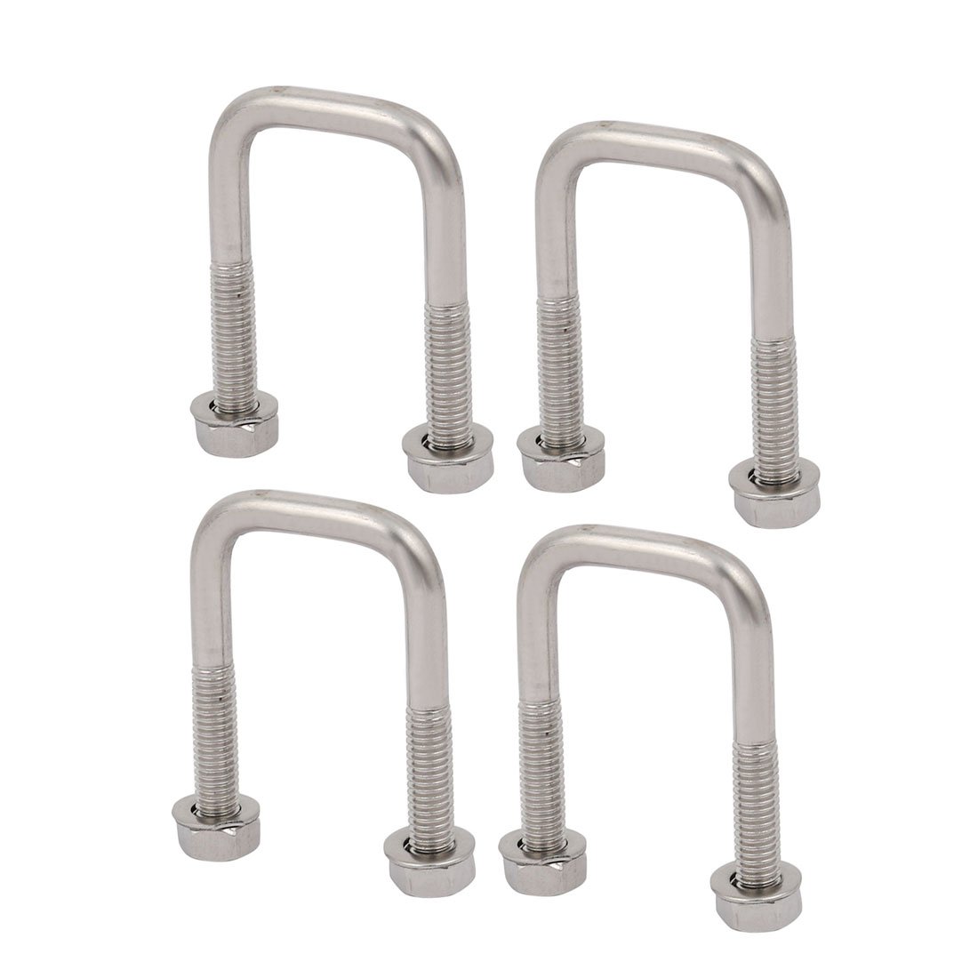 sourcing map 4pcs M6 25mm Inner Width 304 Stainless Steel Square U Bolt w Hex Nut Washer