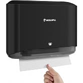 Paper Towel Dispenser Wall Mount No-Drill, Black Commercial, Home Bathroom | 260 Sheets for Multifold Trifold Z Fold Hand Towels, Key Access with Transparent Window