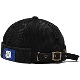 XYIYI Men Corduroy Brimless Hats Docker Cap Sailor Cap Worker Hat Rolled Cuff Retro Beanie Hat