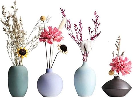Amazon 花器 花瓶セラミック花瓶マットテクスチャシンプルなリビングルームテーブル家の装飾装飾品 乾燥花と4セット 花瓶 花器 インテリアボウル オンライン通販