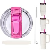 Replacement Leak Proof Tumbler FLIP Lid With Straw - Fit For Stanley ProTour Quencher and Quencher H2.0 20oz,30oz Tumbler (Pink, 20oz and 30oz)