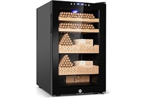 FoMup Electric Cooler Cabinet 70L with Temperature and Humidity Control, Spanish Cedar Wood Shelves and Safety Lock (490 Counts Capacity), Gift for Men