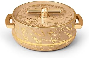 CasseroleInner Steel Casserole Keeps Food hot & Fresh for Chapati Roti Biryani Diwali Gift Item Set of 1 (1700ml,) (Royal Tur