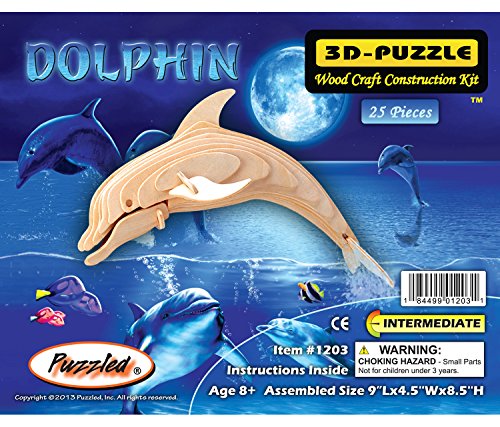 Puzzled Bottle Nose Dolphin LR 3D Natural Wood Puzzle (25 Piece)