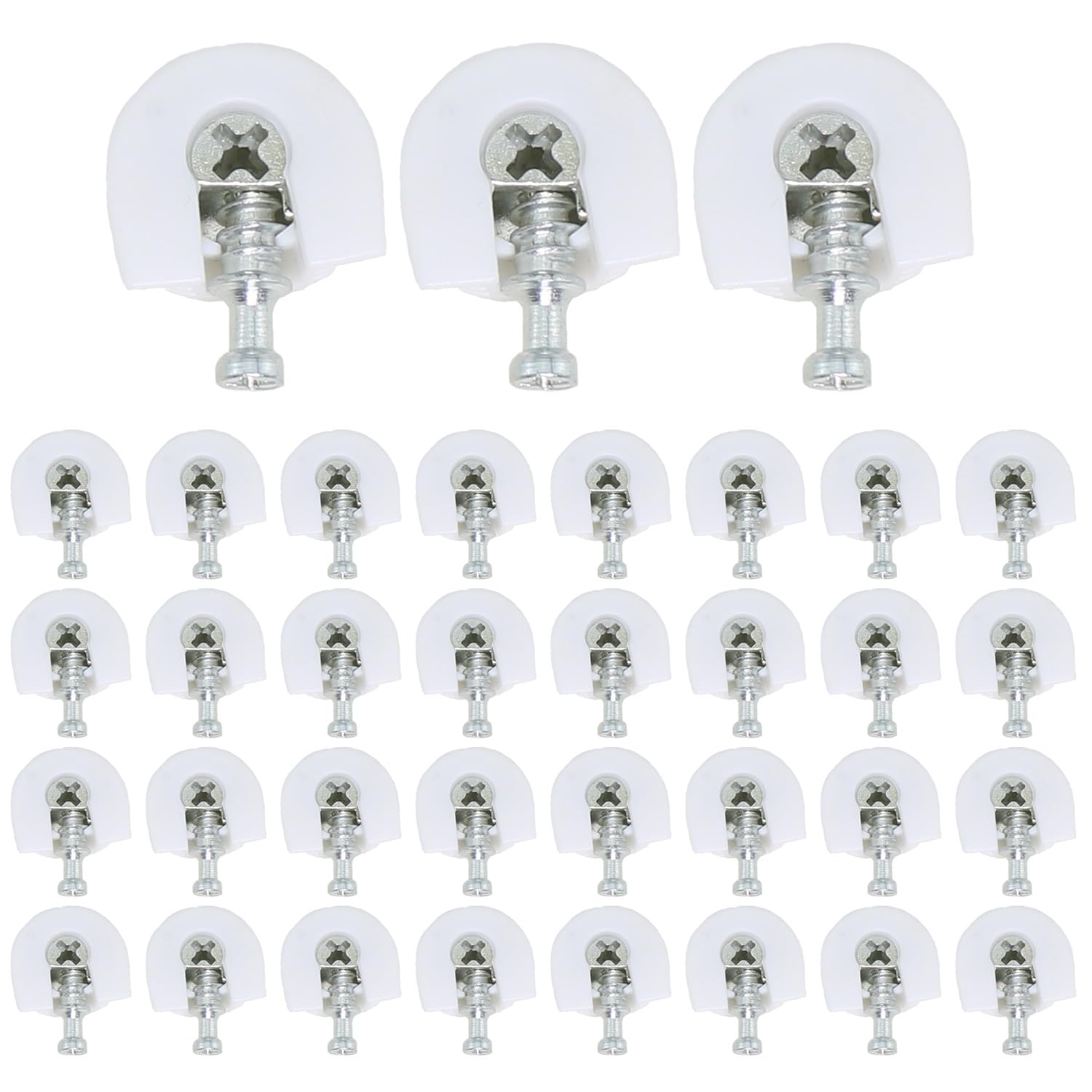 Photo 1 of Bxian 35PCS 21x20x10mm White Shelf Support Bracket Threaded Cam Lock Shelf Support Bracket Closet Furniture Stud Pin with Screw for Cabinet Closet Wardrobe Desk