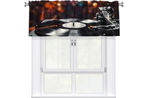 AQRJKHD Music Album Frame Curtains Valances for Kitchen Windows 54x18 Inch Rod Pocket Window Valance Treatments Half Short Cu