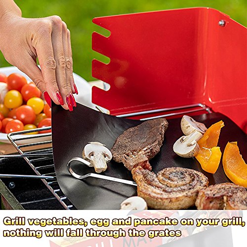 Grill Mat, BBQ Grill Mat Baking Mat Set of 5, 100% Nonstick FDA Approved for Gas, Charcoal, Electric Grill and More, Reusable and Easy to Clean - 15.75 x 13 Inch (black)