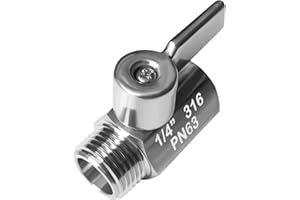 Beduan Mini Ball Valve Stainless Steel(316) 1/4" NPT Male x NPT Female Mini Ball Shutoff Valve