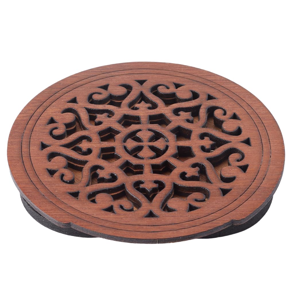GORGECRAFT 4.1 Inch Wood Guitar Hole Cover Guitar Feedback Eliminator Wooden Pickup Sound Hole Flower Pattern Guitar Block Protector Feedback Buffer with Sponge for Acoustic Classic Guitar