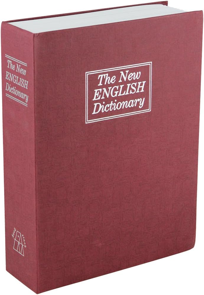 Metal Dictionary Diversion Secret Hidden Book Safe with Key Lock, Large, Red