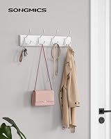 SONGMICS Wall Mounted Coat Rack with 4 Tri-Hooks White LHR30WT view 2