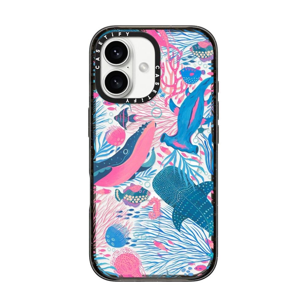 CASETiFY Impact iPhone 16 Case [Slim / 8.2 ft. 4X Military Grade Drop Protection/Compatible with Magsafe] - Under The Sea - Clear Black — image 1
