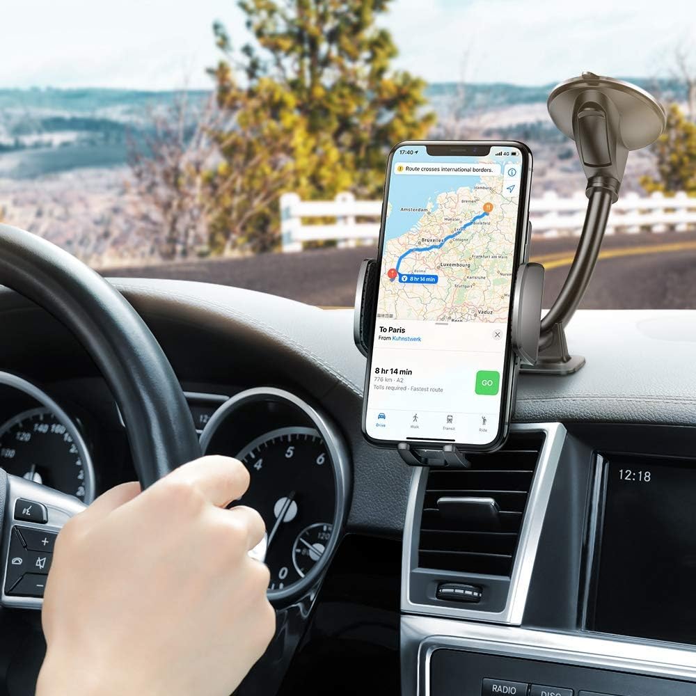 FLOVEME Car Phone Holder Windscreen Upgraded Long Arm Gooseneck Adjustable Car Phone Mount Compatible with iPhone 13 12 Pro Max Samsung Holder - Image 3