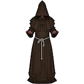 Friar Medieval Hooded Monk Renaissance Priest Robe Costume Cosplay