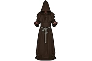 DREAMTURE Friar Medieval Hooded Monk Renaissance Priest Robe Costume Cosplay