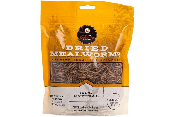 Fluker's Culinary Coop Premium Chicken Treats, Mealworms 3.5 oz, High Protein Worm, Nutritious Treat