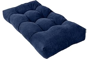 ROFIEJOX Bench Cushion 36 Inch - Chenille Fabric, High-Density Foam, Non-Slip Bottom, Soft Durable Indoor Tufted Long Seat Cushion for Window Garden Furniture (Deep Blue, 36x14x4 Inch)