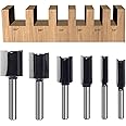 6Pcs Straight Router Bit Set 1/4 Shank, Double Flute Straight Bit Dado Straight Cut Router Bit, Cut Dia 3/4", 5/8", 1/2", 3/8", 5/16", 1/4", Straight Router Bit for Woodworking Groove by SICWOOD