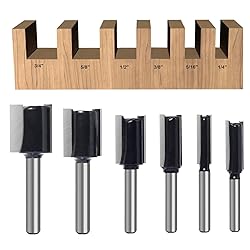 6Pcs Straight Router Bit Set 1/4 Shank, Double