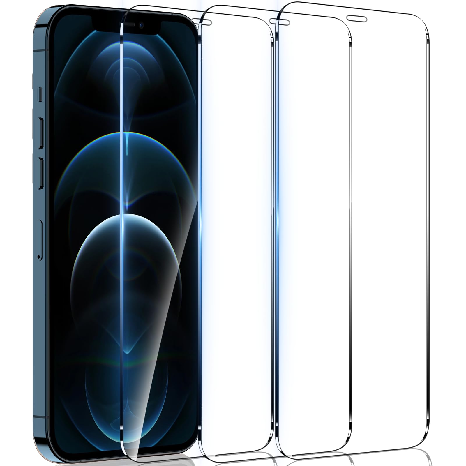 YMHML 3 Pack Screen Protector, Military Grade Tempered Glass HD Clear Film Case for iPhone 12 / iPhone 12 Pro 6.1 Inch