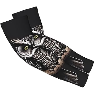 Cooling Arm Sleeve Uv Sun Protection Sport Compression Sleeve For Men Women | Late Night Owl Arm Cover With Thumb Hole Non-Sl