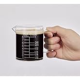 Ackers Etched Graduated Glass Measuring Cup - [Insulated Handle | V-Shaped Spout] - High Borosilicate Glass Measuring Cup for Kitchen or Dining, Easy to Read, 250ml (8oz, 1 Cup)