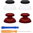 eXtremeRate 2 Pairs Replacement Thumbsticks for PS5 Controller, Custom Black Clear & Carmine Red Analog Stick Joystick for PS5, for PS4 All Model Controllers Universal - Controller NOT Included