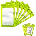 100 Pcs Resealable Mylar Bags, Sealable Odor Proof Foil Pouch Bags with Clear Window, Small Bussiness Packaging Bags (Green, 5.5 X 7.9 Inch)