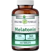 Amazing Formulas Melatonin Supplement | 1 Mg Per Serving | 365 Tablets | 1 Year Supply | Non-GMO | Gluten Free | Made in USA