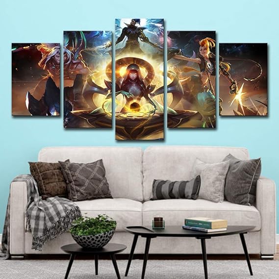 ZLQF 5 Stück Drucke auf Leinwand League of Legends Game Zeichentrickfigur Anime Poster Wall Art Poster Home Decor,A,20 * 30 *