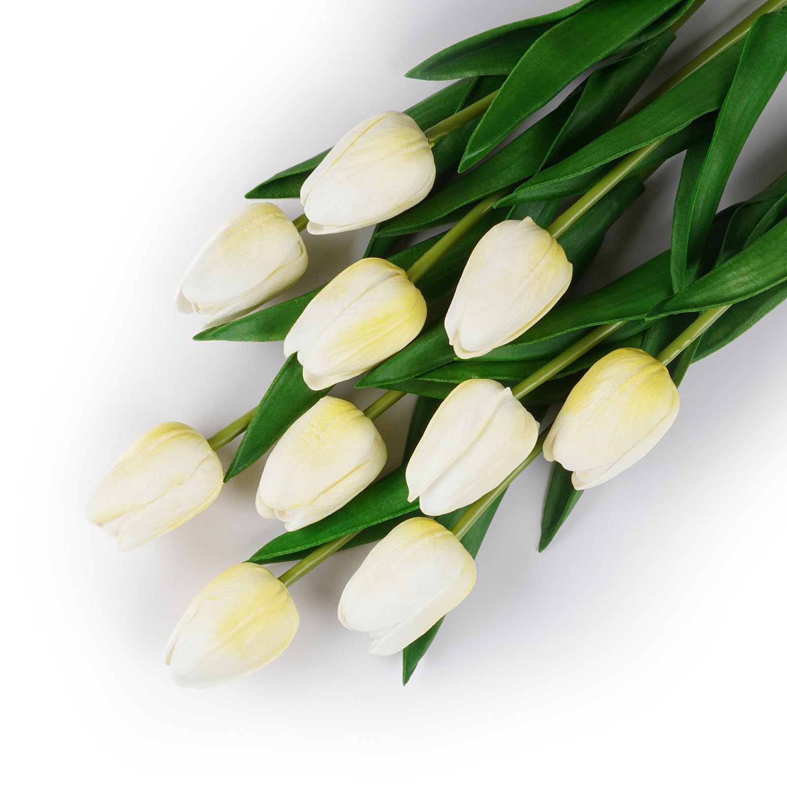 VaryFloral 10pcs Artificial Flowers Yellow Tulips Real Touch Fake Flowers PU Latex Material Decorative Flower Bouquet Artificial Tulips Flowers Realistic Artificial Flowers for Decoration Wedding