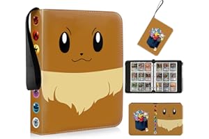 LMAZG 9 Pockets Trading Card Binder-with 50-Page 3-Ring Detachable Card Sleeves, 900 Pockets in Total, Can Hold 900 Cards, Zipper Design, Protect and Store Your Card Collection (Eevee)